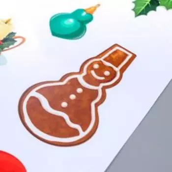 Декоративная наклейка "Новогодний набор" прозрачный фон 30х50 см