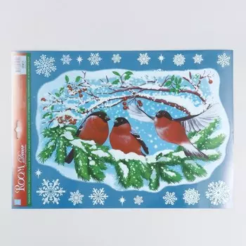 Декоративная наклейка Room Decor " Снегири на ветке" 29х41 см