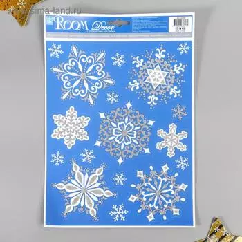 Декоративная наклейка с блёстками Room Decor "Снежинки 2" 29х41 см