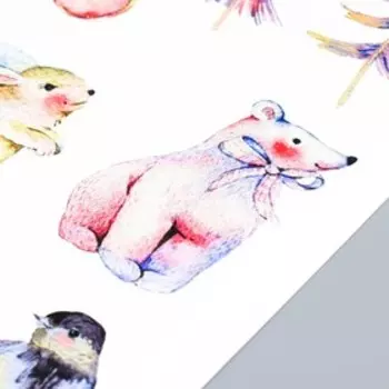 Декоративная наклейка "Зима в лесу" белый фон 30х50 см