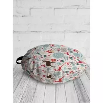 Подушка сидушка «Новогодние олени», декоративная, d = 52 см