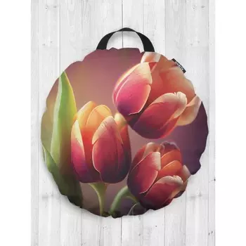 Подушка сидушка «Букет тюльпанов», декоративная, d = 52 см