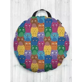 Подушка сидушка «Яркие цветные коты», декоративная, d = 52 см