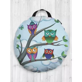 Подушка сидушка «Совы на ветках», декоративная, d = 52 см