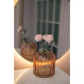 Декоративная ваза из стекла «Рельеф», 145145160 мм, цвет персиковый