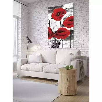 Декоративное панно с фотопечатью «Маковые сны», вертикальное, размер 100х150 см