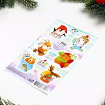 Наклейки новогодние декоративные «Лесные обитатели» 10 х 16 см