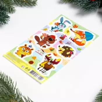 Декоративные наклейки "Лесные обитатели" грибы, листья, 10х16 см