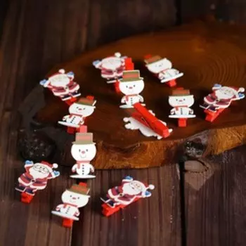 Прищепки декоративные «Новый год», набор 6 шт. МИКС