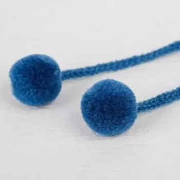 Декоративный элемент на верёвочке 2 шарика, d= 1,5 см, набор 6 шт., цвет морской волны