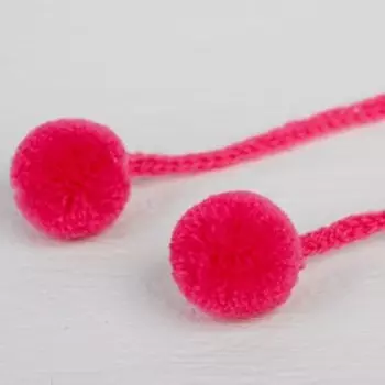 Декоративный элемент на верёвочке 2 шарика, d= 1,5 см, набор 6 шт., цвет розовый