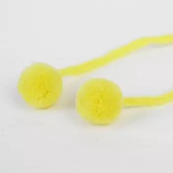 Декоративный элемент на верёвочке 2 шарика, d= 1,5 см, набор 6 шт., цвет жёлтый