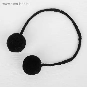 Декоративный элемент на верёвочке 2 шарика, d= 3 см, набор 4 шт., цвет чёрный