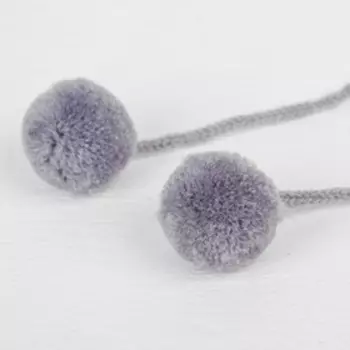Декоративный элемент на верёвочке 2 шарика, d= 3 см, набор 4 шт., цвет серый