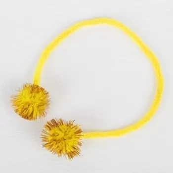 Декоративный элемент на верёвочке 2 шарика с блеском, d= 2 см, набор 8 шт., цвет жёлтый