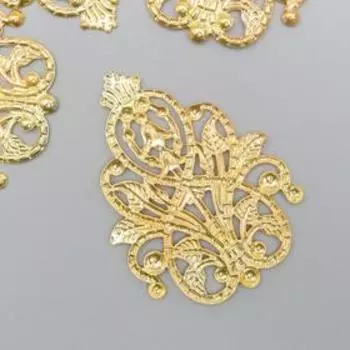 Декоративный элемент "Орнамент", цвет золото 3,5х4,8 см