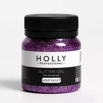 Декоративный гель для волос, лица и тела GLITTER GEL Holly Professional, Light Violet, 50 мл
