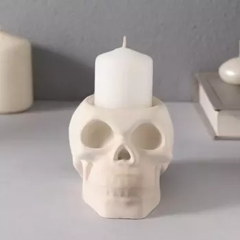 Декоративный подсвечник на 1 свечу «Череп», 710 см, белый