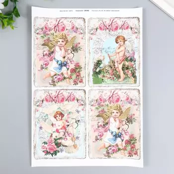 Декупажная карта "Ангелочки" формат А4, плотность 45г/м2