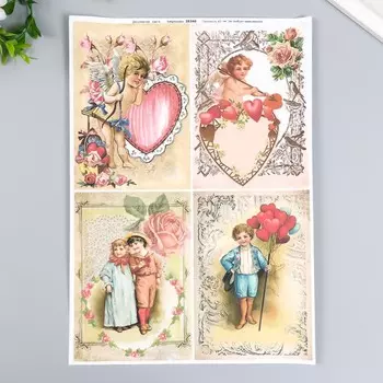 Декупажная карта "Ангелочки и дети" формат А4, плотность 45г/м2