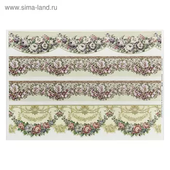 Декупажная карта "Цветочные гирлянды" плотность 45г/м2. формат А4