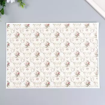 Декупажная карта "Цветочный узор" формат А4, плотность 45г/м2