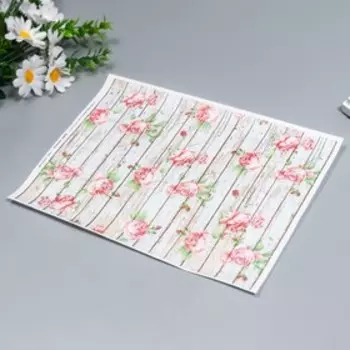 Декупажная карта "Цветочный забор" формат А4, плотность 45г/м2