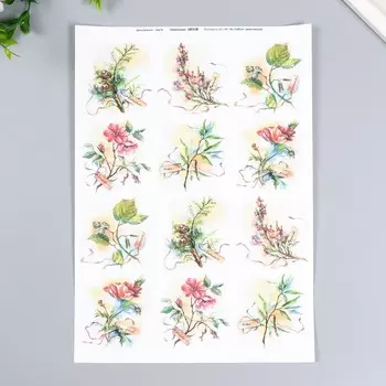 Декупажная карта "Цветы" формат А4, плотность 45г/м2