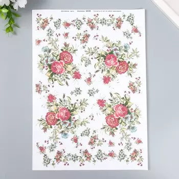Декупажная карта "Цветы" плотность 45 г/м2 формат А4