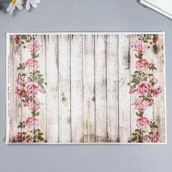 Декупажная карта "Деревянный забор" формат А4, плотность 45г/м2