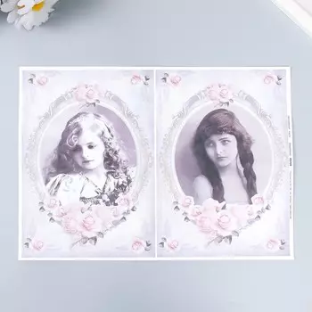Декупажная карта "Девочки" плотность 45 г/м2 формат А4