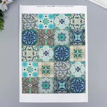 Декупажная карта "Голубые узоры" плотность 45г/м2 формат А4