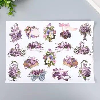 Декупажная карта "Красивые цветы" плотность 45 г/м2 формат А4