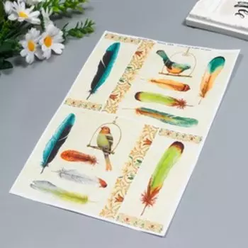 Декупажная карта "Перья" формат А4, плотность 45г/м2