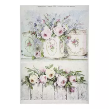 Декупажная карта "Пионы", плотность 45 г/м2 А4