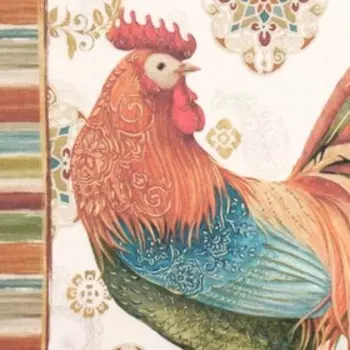 Декупажная карта "Разноцветные петушки" формат А4, плотность 45г/м2