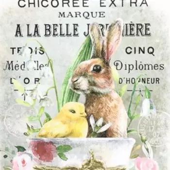 Декупажная карта "Зая и цыплёнок" формат А4, плотность 45г/м2