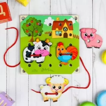 Деревянная игрушка-шнуровка «Ферма», 1515 см