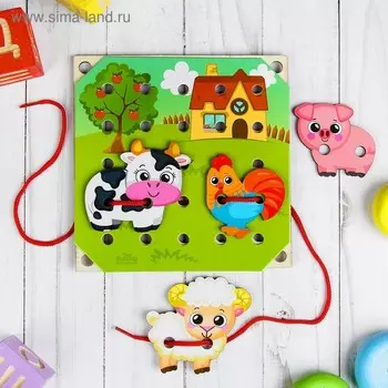 Деревянная игрушка-шнуровка «Ферма», 1515 см