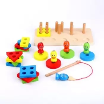 Деревянная пирамидка с рыбалкой «Логика», размер 1021 см