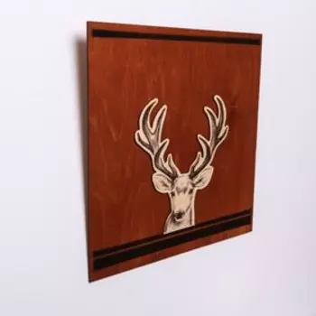 Деревянное интерьерное панно «Олень», 35 × 35 см