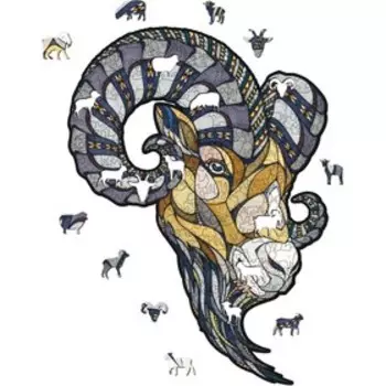 Деревянный, фигурный пазл EWA Горный Баран