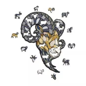 Деревянный фигурный пазл EWA «Горный Баран», 28 21 см