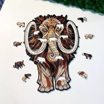 Деревянный, фигурный пазл EWA Мастодон Мамонт