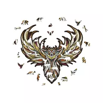 Деревянный фигурный пазл EWA «Мудрая Сова», 21 22 см