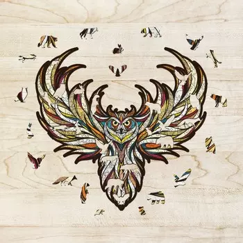 Деревянный, фигурный пазл EWA Мудрая Сова