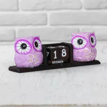 Деревянный календарь "Совы" МИКС 20х5х7 см