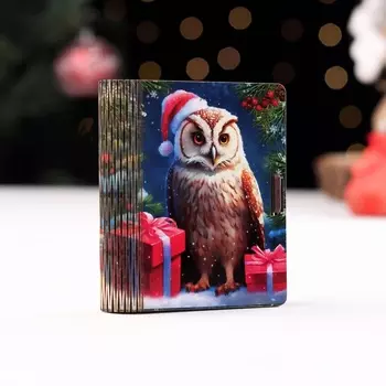 Новый год. Деревянный конверт для денег № 2 "Сова", 9,8х8,5х2 см