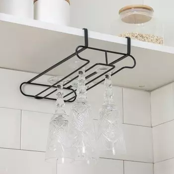 Держатель для бокалов подвесной Доляна, 28167.5 см, чёрный