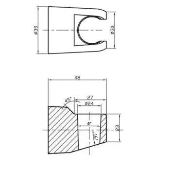 Держатель для душевой лейки ESKO SH105, настенный, нерегулируемый, ABS-пластик, хром